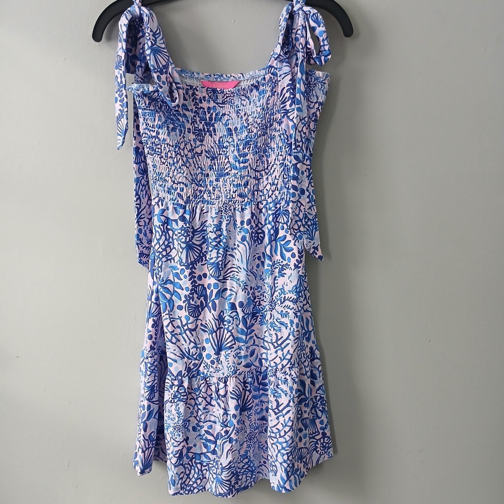 Lilly Pulitzer Size Small Kailua Smocked Dress Nautical Colorful‎ Mini Stretch